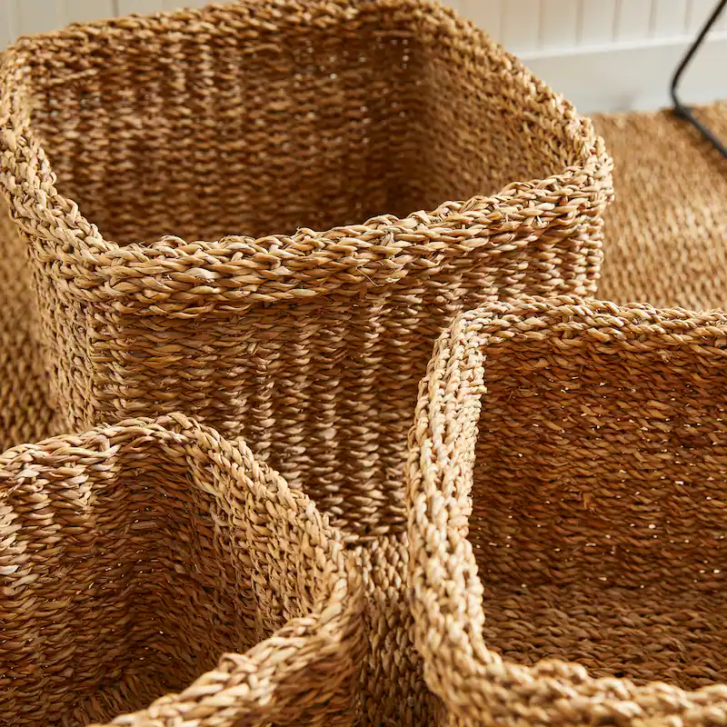 Seagrass Storage Basket set of 3 [111-104]  Square Top Folding basket